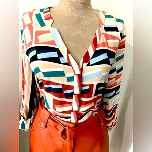 Metaphor Colorblock Blouse Size Large. Like New. Great condition. Never worn.